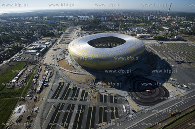 Gdansk, budowa stadionu PGE Arena z lotu ptaka. 06.06.2011...