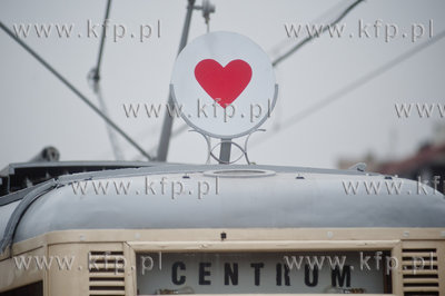 Gdansk. Walentynkowy tramwaj Konstal N z 1952 roku....