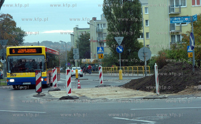 Slupsk, rozkopane ronda na ulicach Slupska, przygotowane...