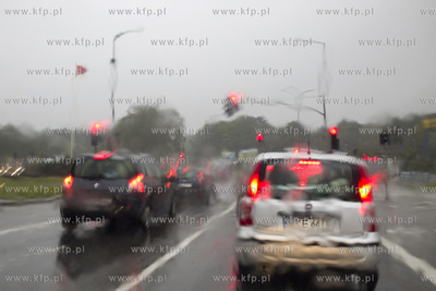 Obfite opady deszczu w Gdańsku. Nz. ul. Słowackiego.
14.07.2016
fot....