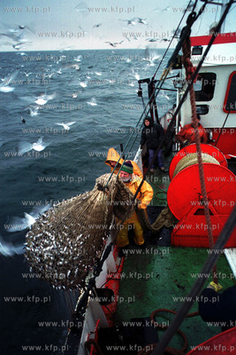 Kuter rybacki. Polow sledzia na Zatoce Gdanskiej. 21.11.2001...