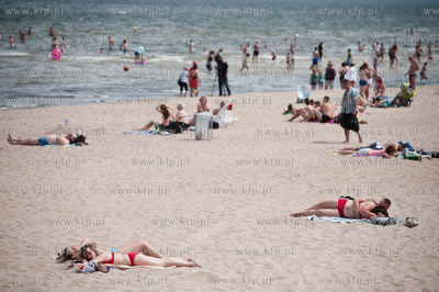 Sopot. Tlumy turystow, podczas slonecznego i goracego...
