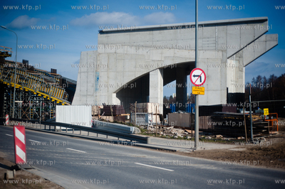 Gdansk. Budowa wiaduktu na ul. Slowackiego, bedacego...