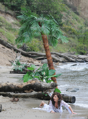 Plaza przy klifie w Gdyni Orlowie. Ekipa filmowego...