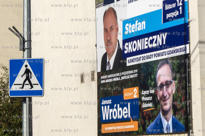 Wybory samorządowe 2018. Na zdjeciu bilbord wyborczy...