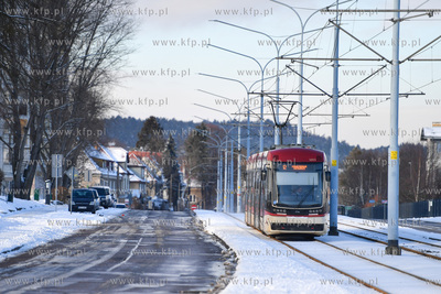 Pesa Jazz Duo zimą w okolicy przystanku Uniwersytet...