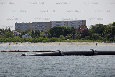 Prace przy budowie wylotow sopockich potokow w glab...