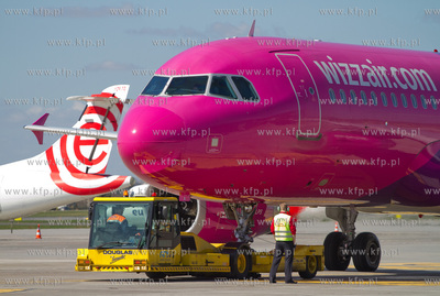 Port Lotniczy Gdansk im. Lecha Walesy. Nz. Wypychany...