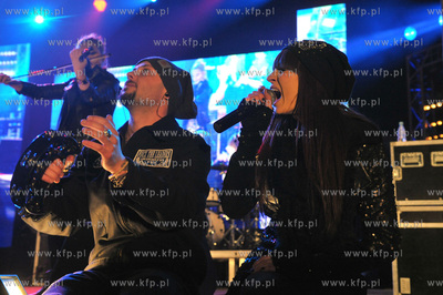 Zabawa sylwestrowa na Targu Weglowym w Gdansku. Na...