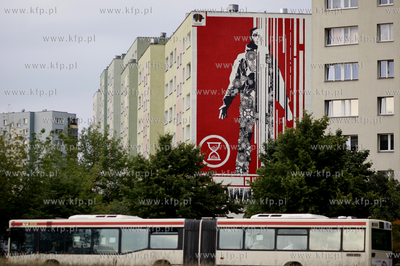 Gdansk Zaspa. Mural z okazji 30 lecia Solidarnosci...