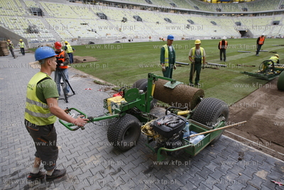 Gdansk Letnica. Budowa stadionu pilkarskiego PGE Arena....
