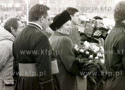 Premier Wlk. Brytanii Margaret Thatcher w Gdansku w...