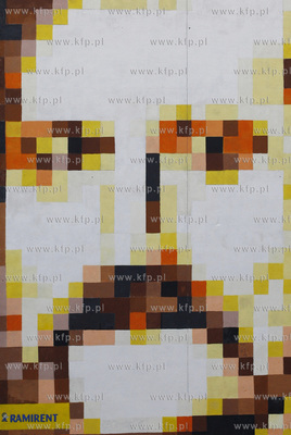 Gdansk Zaspa. Ul. Pilotow 17. Mural przedstawiajacy...