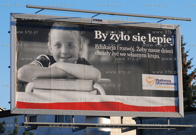 Gdynia ul. Morska. Nz. Bilboard wyborczy Platformy...