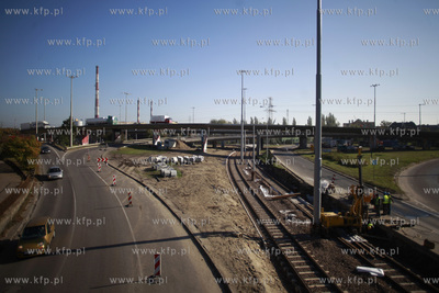 Gdansk. Remont torowiska tramwajowego w okolicach Wezla...