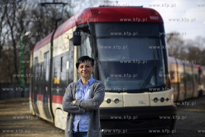 Zajezdnia tramwajowa w Gdańsku Nowym Porcie. Nz. motorniczaWioletta...