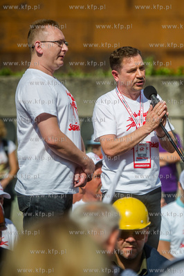 Gdansk. Plac Solidarnosci. Pokojowa manifestacja zwiazkowcow,...